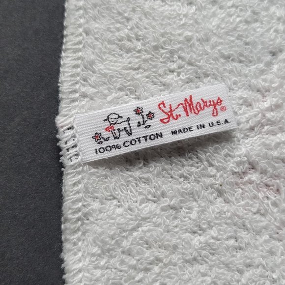 Vintage St Mary's Rose Print Bath Towel and Washcloth Set of 2 NWT White Pink Gr - Picture 5 of 5